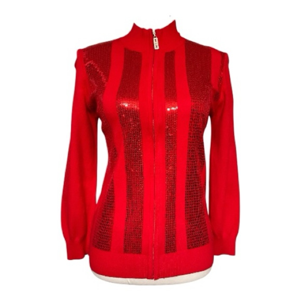 St John Silk/cashmere Zippered Sweater Size XS